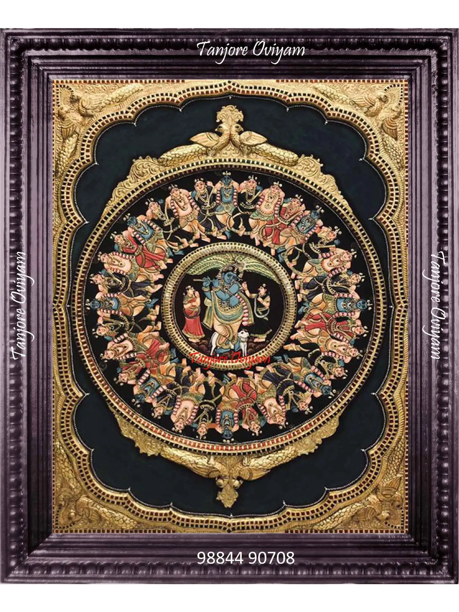 Antique Krishna Leela Tanjore Painting